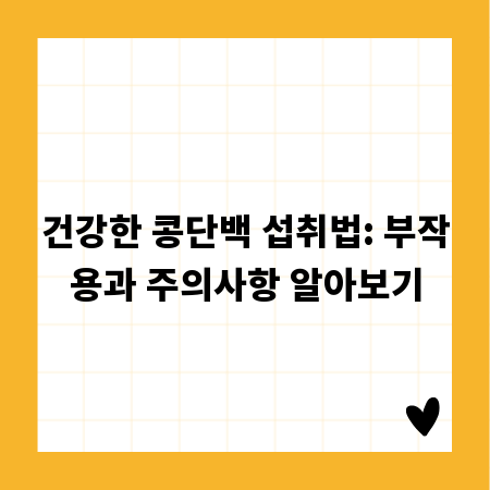 건강한 콩단백 섭취법: 부작용과 주의사항 알아보기