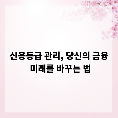신용등급 관리, 당신의 금융 미래를 바꾸는 법