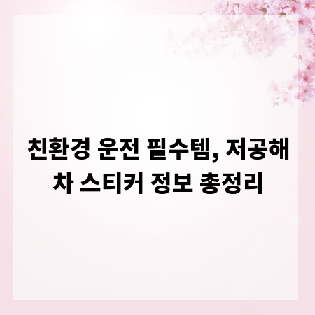 친환경 운전 필수템, 저공해차 스티커 정보 총정리