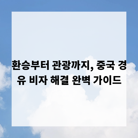 환승부터 관광까지, 중국 경유 비자 해결 완벽 가이드