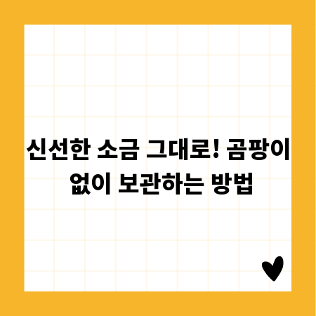 신선한 소금 그대로! 곰팡이 없이 보관하는 방법