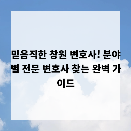 믿음직한 창원 변호사! 분야별 전문 변호사 찾는 완벽 가이드