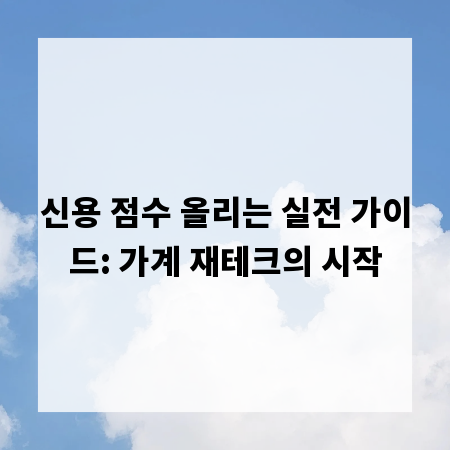 신용 점수 올리는 실전 가이드: 가계 재테크의 시작
