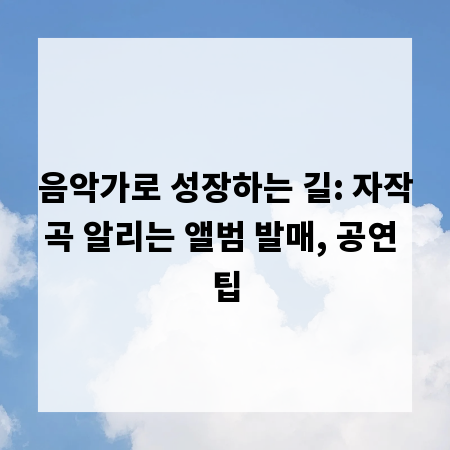 음악가로 성장하는 길: 자작곡 알리는 앨범 발매, 공연 팁