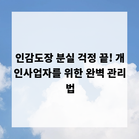 인감도장 분실 걱정 끝! 개인사업자를 위한 완벽 관리법