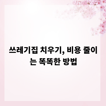 쓰레기집 치우기, 비용 줄이는 똑똑한 방법