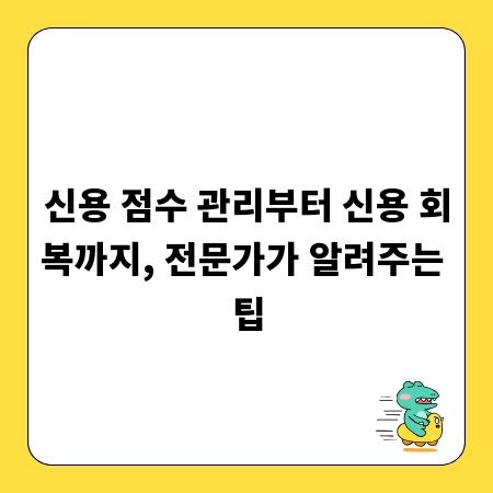 신용 점수 관리부터 신용 회복까지, 전문가가 알려주는 팁