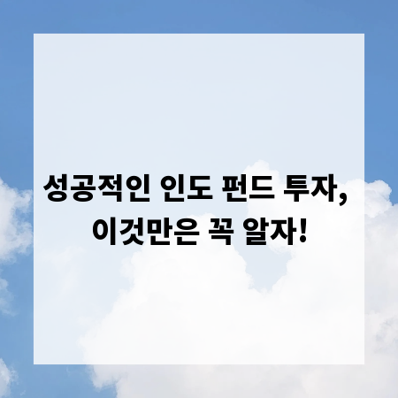 성공적인 인도 펀드 투자, 이것만은 꼭 알자!