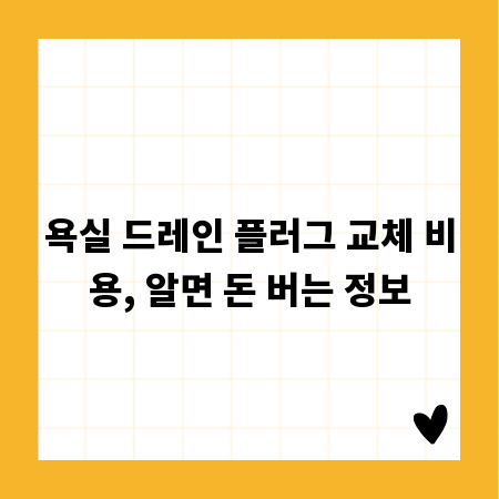 욕실 드레인 플러그 교체 비용, 알면 돈 버는 정보