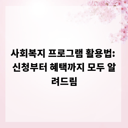 사회복지 프로그램 활용법: 신청부터 혜택까지 모두 알려드림