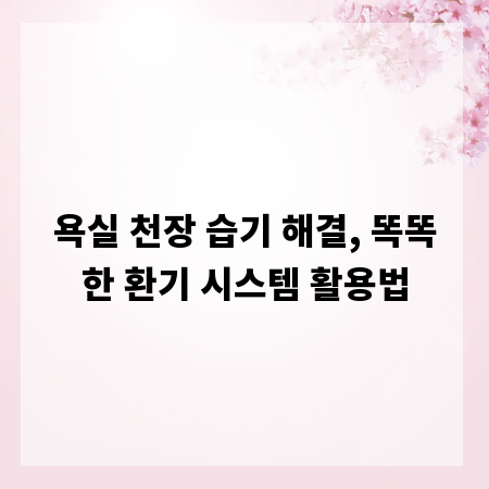 욕실 천장 습기 해결, 똑똑한 환기 시스템 활용법