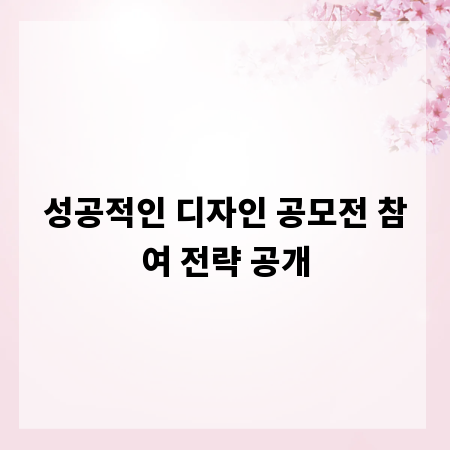 성공적인 디자인 공모전 참여 전략 공개