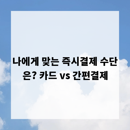 나에게 맞는 즉시결제 수단은? 카드 vs 간편결제