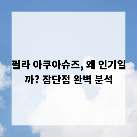 필라 아쿠아슈즈, 왜 인기일까? 장단점 완벽 분석