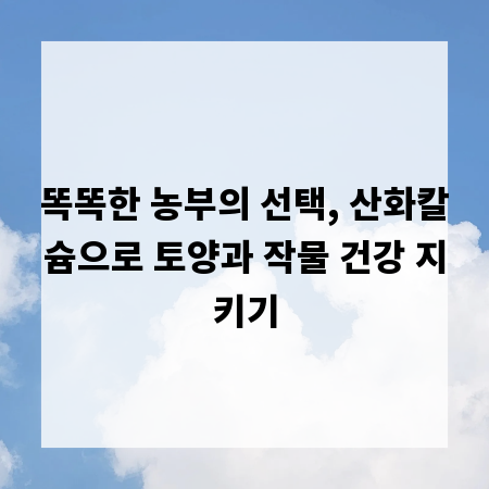똑똑한 농부의 선택, 산화칼슘으로 토양과 작물 건강 지키기