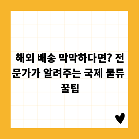 해외 배송 막막하다면? 전문가가 알려주는 국제 물류 꿀팁