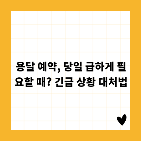 용달 예약, 당일 급하게 필요할 때? 긴급 상황 대처법
