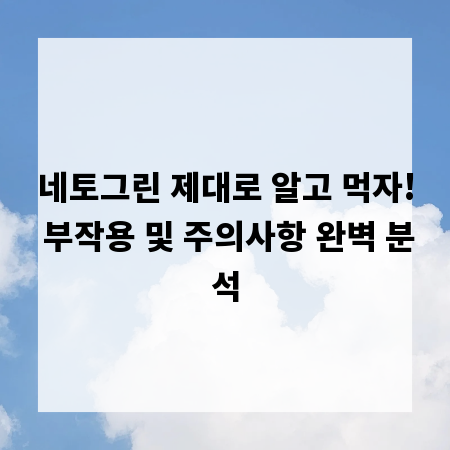 네토그린 제대로 알고 먹자! 부작용 및 주의사항 완벽 분석