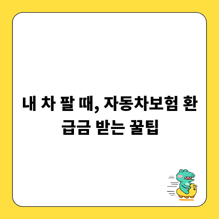 내 차 팔 때, 자동차보험 환급금 받는 꿀팁
