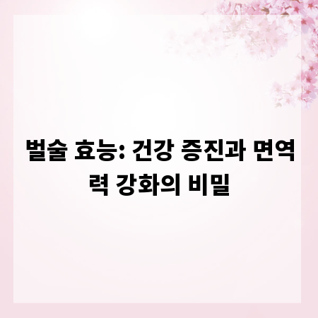 벌술 효능: 건강 증진과 면역력 강화의 비밀