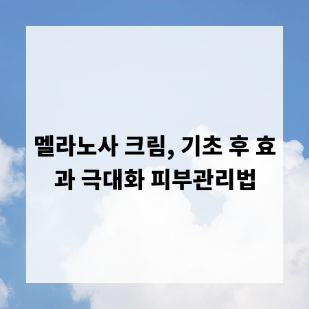 멜라노사 크림, 기초 후 효과 극대화 피부관리법