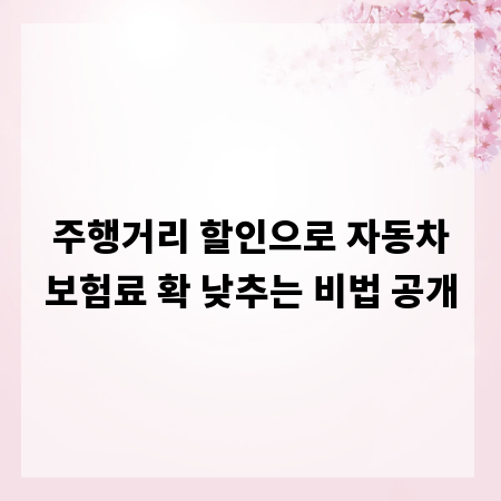 주행거리 할인으로 자동차보험료 확 낮추는 비법 공개