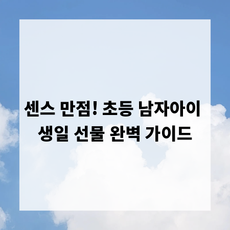 센스 만점! 초등 남자아이 생일 선물 완벽 가이드