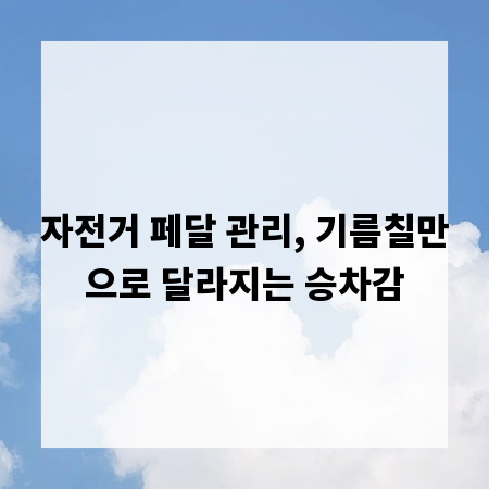 자전거 페달 관리, 기름칠만으로 달라지는 승차감