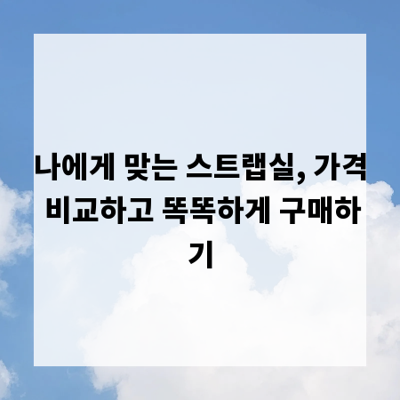 나에게 맞는 스트랩실, 가격 비교하고 똑똑하게 구매하기
