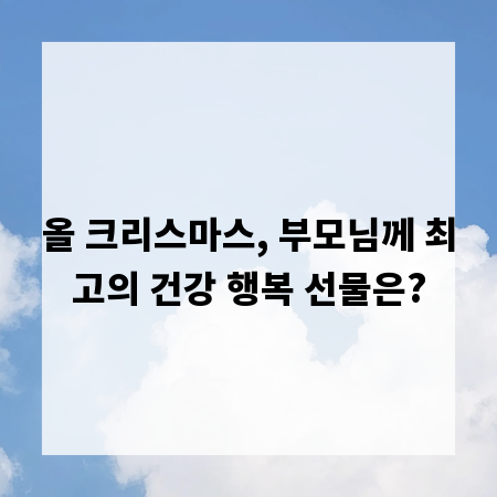 올 크리스마스, 부모님께 최고의 건강 행복 선물은?