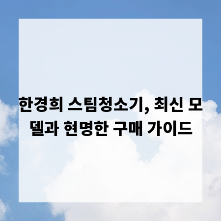 한경희 스팀청소기, 최신 모델과 현명한 구매 가이드