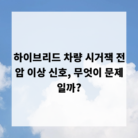 하이브리드 차량 시거잭 전압 이상 신호, 무엇이 문제일까?