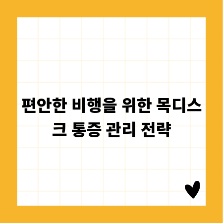 편안한 비행을 위한 목디스크 통증 관리 전략