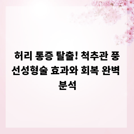 허리 통증 탈출! 척추관 풍선성형술 효과와 회복 완벽 분석