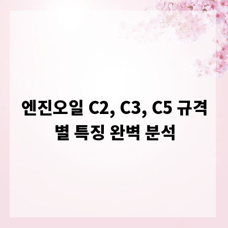 엔진오일 C2, C3, C5 규격별 특징 완벽 분석
