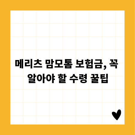 메리츠 맘모톰 보험금, 꼭 알아야 할 수령 꿀팁