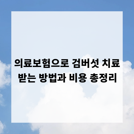 의료보험으로 검버섯 치료받는 방법과 비용 총정리