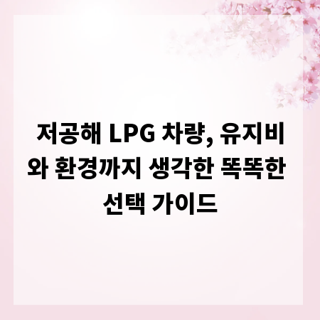 저공해 LPG 차량, 유지비와 환경까지 생각한 똑똑한 선택 가이드