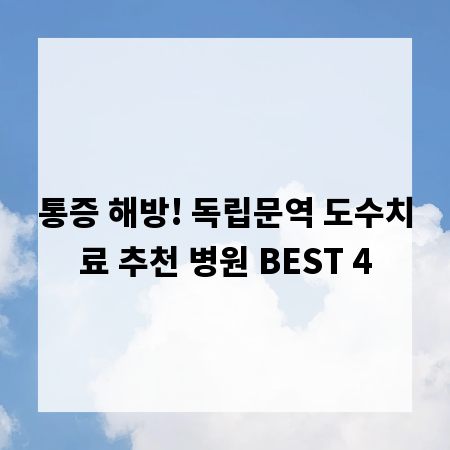 통증 해방! 독립문역 도수치료 추천 병원 BEST 4