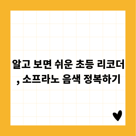 알고 보면 쉬운 초등 리코더, 소프라노 음색 정복하기