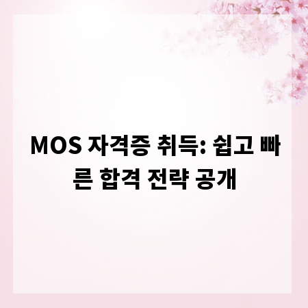 MOS 자격증 취득: 쉽고 빠른 합격 전략 공개
