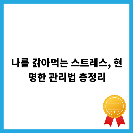 나를 갉아먹는 스트레스, 현명한 관리법 총정리