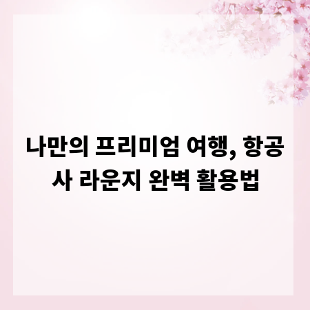 나만의 프리미엄 여행, 항공사 라운지 완벽 활용법