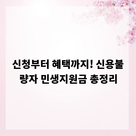 신청부터 혜택까지! 신용불량자 민생지원금 총정리