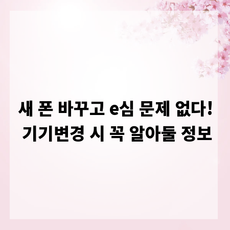 새 폰 바꾸고 e심 문제 없다! 기기변경 시 꼭 알아둘 정보