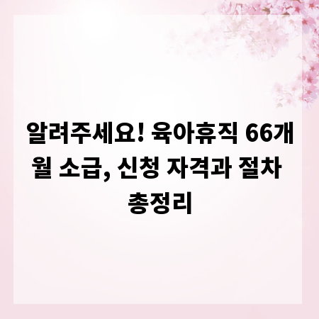 알려주세요! 육아휴직 66개월 소급, 신청 자격과 절차 총정리