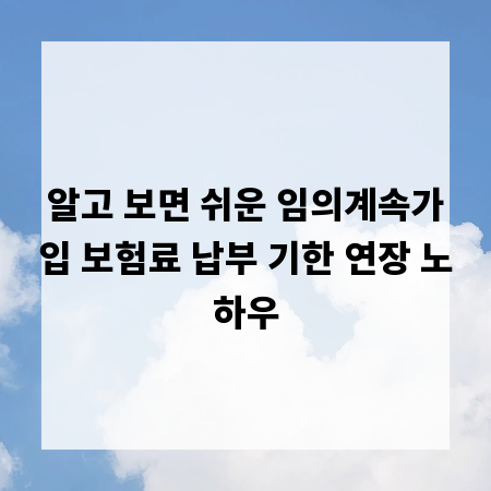 알고 보면 쉬운 임의계속가입 보험료 납부 기한 연장 노하우