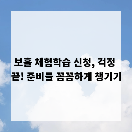 보홀 체험학습 신청, 걱정 끝! 준비물 꼼꼼하게 챙기기