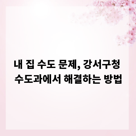 내 집 수도 문제, 강서구청 수도과에서 해결하는 방법