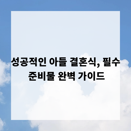 성공적인 아들 결혼식, 필수 준비물 완벽 가이드